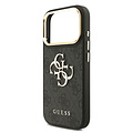 Guess Guess iPhone 17 Pro/iPhone 18 Pro Coque arrière 4G Grand logo métallique Bord doré - Noir