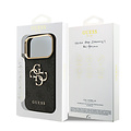 Guess Guess iPhone 17 Pro/iPhone 18 Pro Handyhülle 4G Großes Metalllogo Goldfarbener Rand - Schwarz