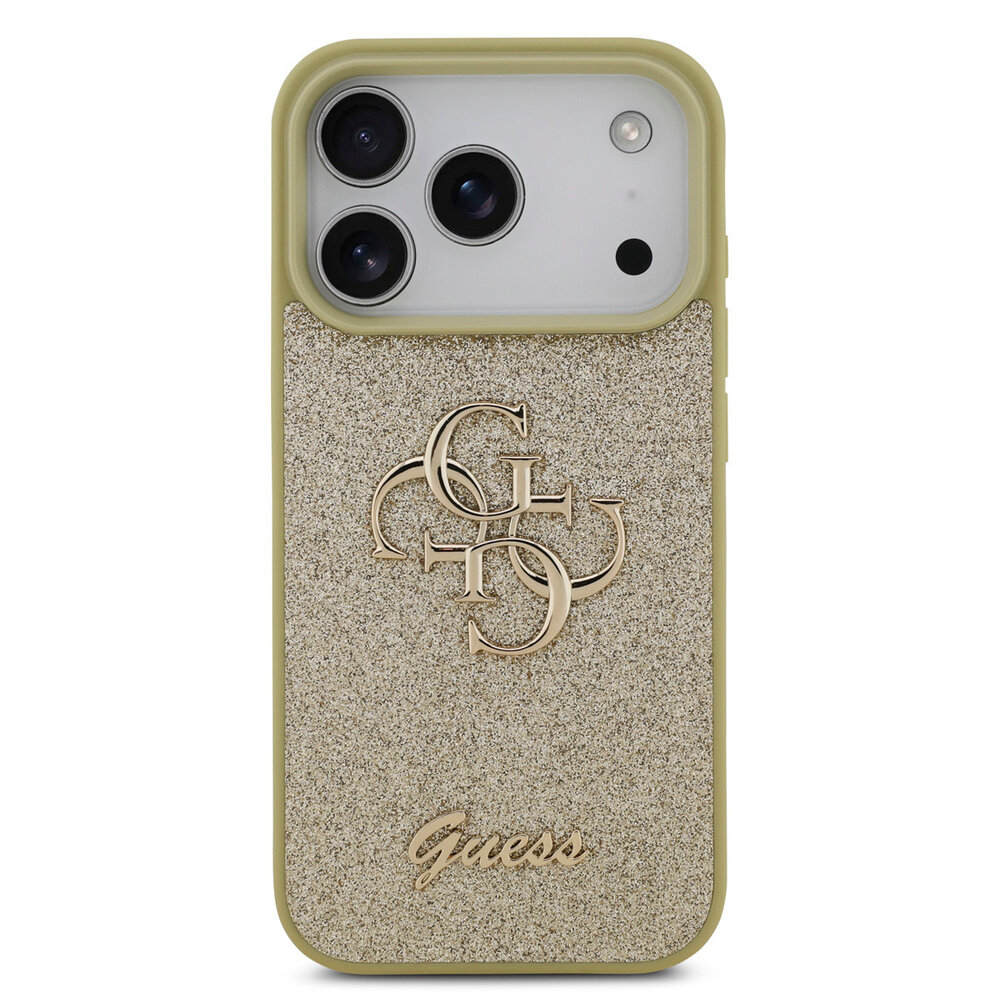Guess Guess iPhone 17 Pro Backcover hoesje - Big 4G - Fixed Glitter - Goud Guess Guess iPhone 17 Pro Backcover hoesje - Big 4G - Fixed Glitter - Goud