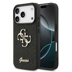 Guess iPhone 17 Pro Back cover case - Big 4G - Fixed Glitter - Black