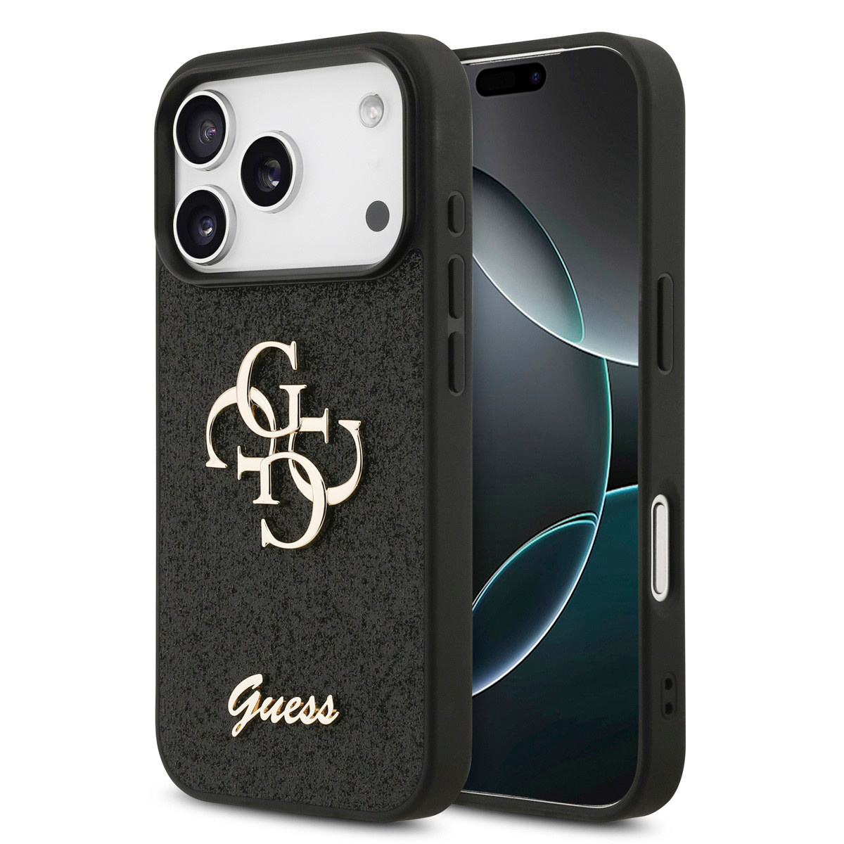 Guess Guess iPhone 17 Pro Backcover hoesje - Big 4G - Fixed Glitter - Zwart