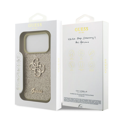 Guess Guess iPhone 17 Pro/iPhone 18 Pro Handyhülle Großes 4G-Motiv Feste Glitzerverzierung - Gold