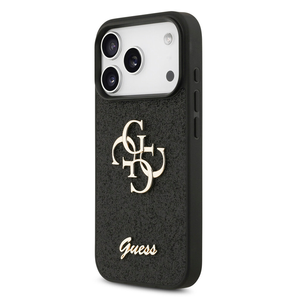 Guess Guess iPhone 17 Pro Back-Cover hul - Big 4G - Fixed Glitter - Schwarz Guess Guess iPhone 17 Pro Back-Cover hul - Big 4G - Fixed Glitter - Schwarz