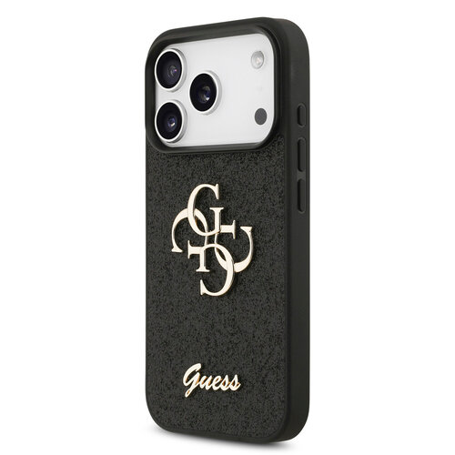 Guess Guess iPhone 17 Pro/iPhone 18 Pro Coque arrière Grand motif 4G Finition à paillettes fixes - Noir