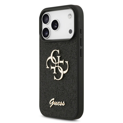 Guess Guess iPhone 17 Pro Back-Cover hul - Big 4G - Fixed Glitter - Schwarz Guess Guess iPhone 17 Pro Back-Cover hul - Big 4G - Fixed Glitter - Schwarz