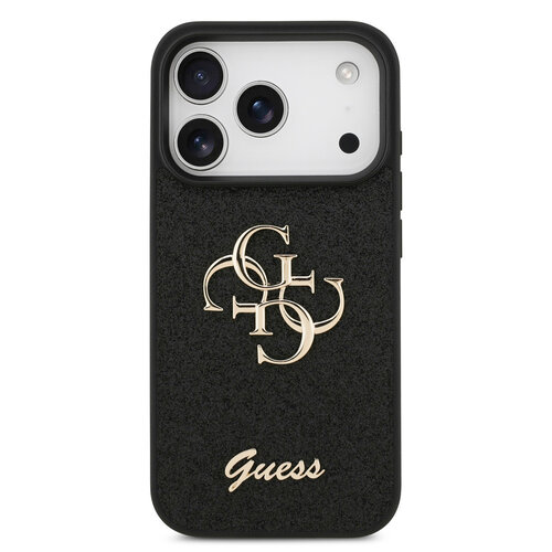 Guess Guess iPhone 17 Pro/iPhone 18 Pro Coque arrière Grand motif 4G Finition à paillettes fixes - Noir