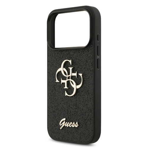 Guess Guess iPhone 17 Pro/iPhone 18 Pro Handyhülle Großes 4G-Motiv Feste Glitzerverzierung - Schwarz