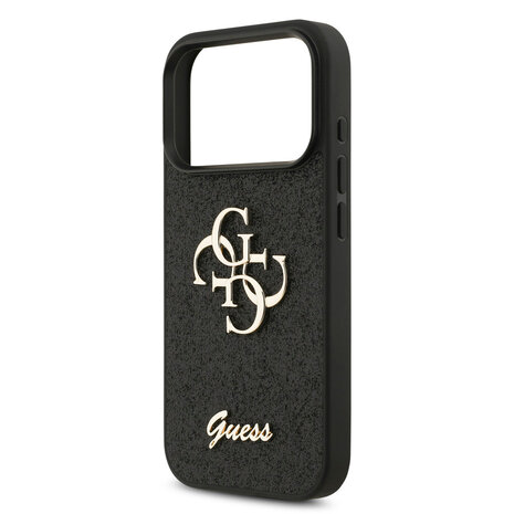 Guess Guess iPhone 17 Pro Back-Cover hul - Big 4G - Fixed Glitter - Schwarz Guess Guess iPhone 17 Pro Back-Cover hul - Big 4G - Fixed Glitter - Schwarz
