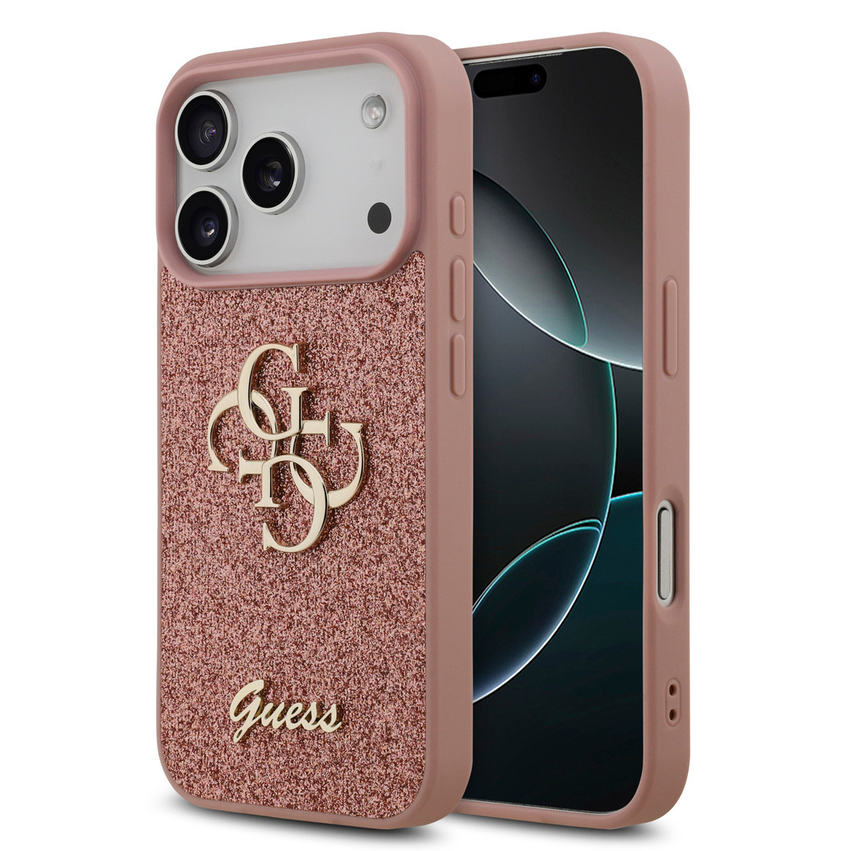 Guess Guess iPhone 17 Pro Backcover hoesje - Big 4G - Fixed Glitter - Roze