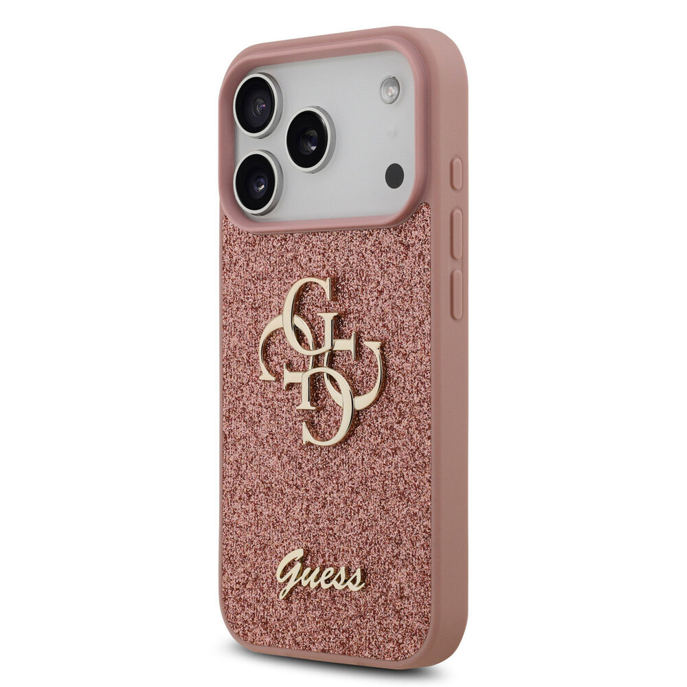 Guess Guess iPhone 17 Pro Back-Cover hul - Big 4G - Fixed Glitter - Rosa Guess Guess iPhone 17 Pro Back-Cover hul - Big 4G - Fixed Glitter - Rosa