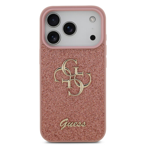Guess Guess iPhone 17 Pro/iPhone 18 Pro Handyhülle Großes 4G-Motiv Feste Glitzerverzierung - Rosa