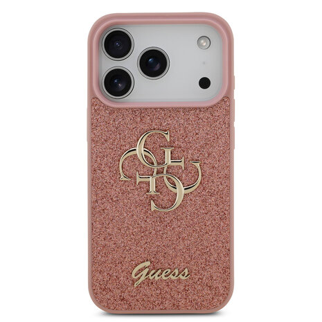 Guess Guess iPhone 17 Pro Back-Cover hul - Big 4G - Fixed Glitter - Rosa Guess Guess iPhone 17 Pro Back-Cover hul - Big 4G - Fixed Glitter - Rosa
