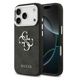 Guess Guess iPhone 17 Pro Backcover hoesje - 4G - Big Metal Logo - Silver Edge - Zwart Guess Guess iPhone 17 Pro Backcover hoesje - 4G - Big Metal Logo - Silver Edge - Zwart