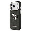 Guess Guess iPhone 17 Pro/iPhone 18 Pro Coque arrière 4G Grand logo métallique Bord argenté - Noir