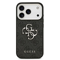 Guess Guess iPhone 17 Pro/iPhone 18 Pro Coque arrière 4G Grand logo métallique Bord argenté - Noir