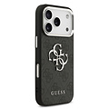 Guess Guess iPhone 17 Pro/iPhone 18 Pro Handyhülle 4G Großes Metalllogo Silberfarbener Rand - Schwarz