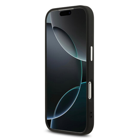 Guess Guess iPhone 17 Pro Back cover case - 4G - Big Metal Logo - Silver Edge - Black Guess Guess iPhone 17 Pro Back cover case - 4G - Big Metal Logo - Silver Edge - Black