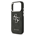 Guess Guess iPhone 17 Pro/iPhone 18 Pro Coque arrière 4G Grand logo métallique Bord argenté - Noir