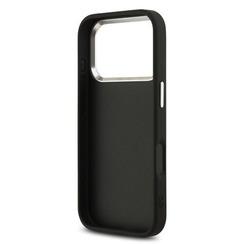 Guess Guess iPhone 17 Pro/iPhone 18 Pro Coque arrière 4G Grand logo métallique Bord argenté - Noir