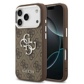Guess Guess iPhone 17 Pro/iPhone 18 Pro Coque arrière 4G Grand logo métallique Bord argenté - Marron