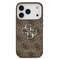 Guess Guess iPhone 17 Pro/iPhone 18 Pro Handyhülle 4G Großes Metalllogo Silberfarbener Rand - Braun