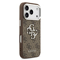 Guess Guess iPhone 17 Pro/iPhone 18 Pro Coque arrière 4G Grand logo métallique Bord argenté - Marron
