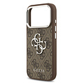 Guess Guess iPhone 17 Pro/iPhone 18 Pro Coque arrière 4G Grand logo métallique Bord argenté - Marron