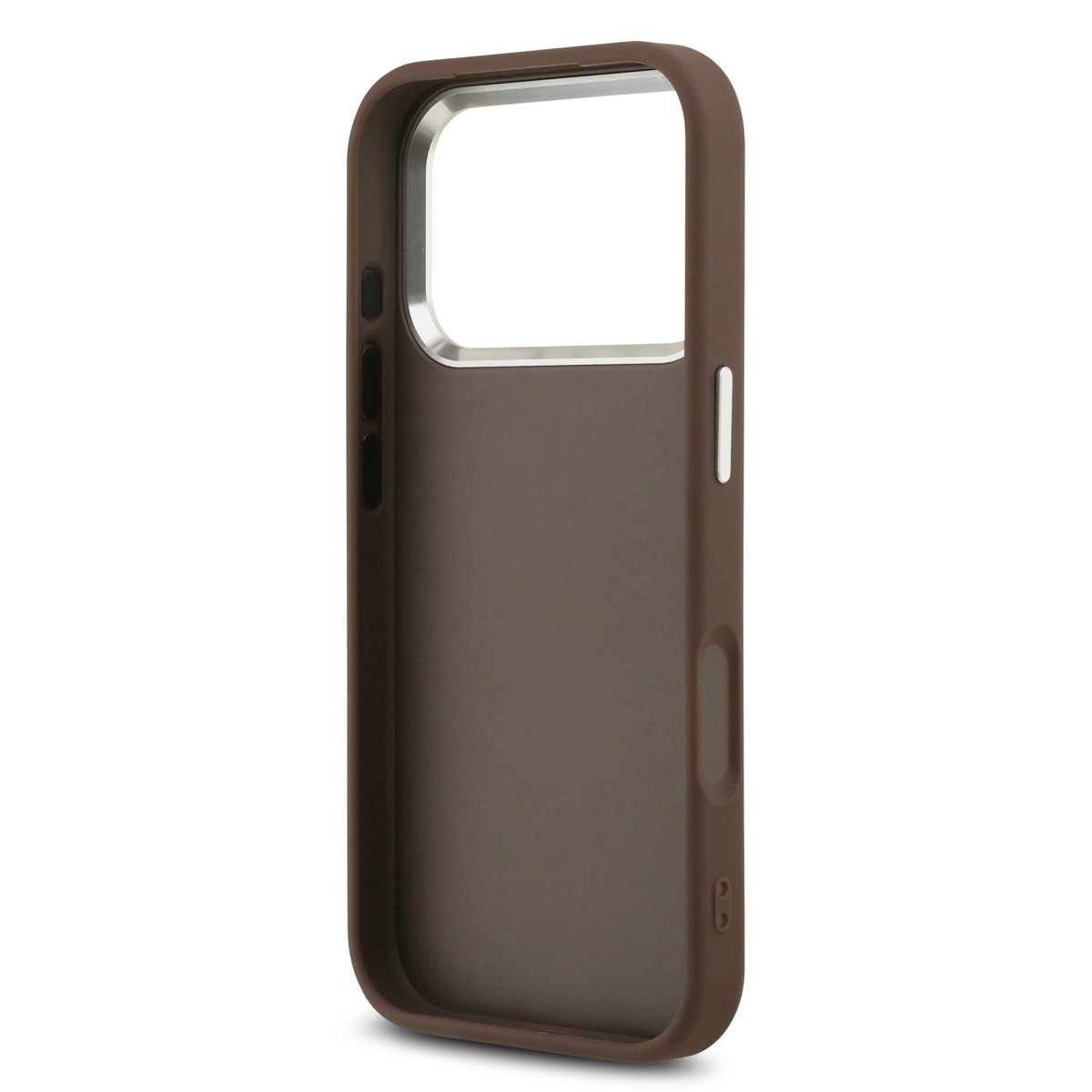 Guess Guess iPhone 17 Pro Backcover hoesje - 4G - Big Metal Logo - Silver Edge - Bruin, foto 6 van 6