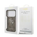 Guess Guess iPhone 17 Pro/iPhone 18 Pro Coque arrière 4G Grand logo métallique Bord argenté - Marron