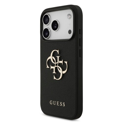 Guess Guess iPhone 17 Pro/iPhone 18 Pro Handyhülle Genarbte Oberfläche Großes 4G-Logo - Schwarz