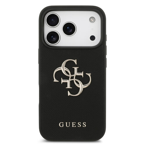 Guess Guess iPhone 17 Pro/iPhone 18 Pro Coque arrière Finition grainée Grand logo 4G - Noir