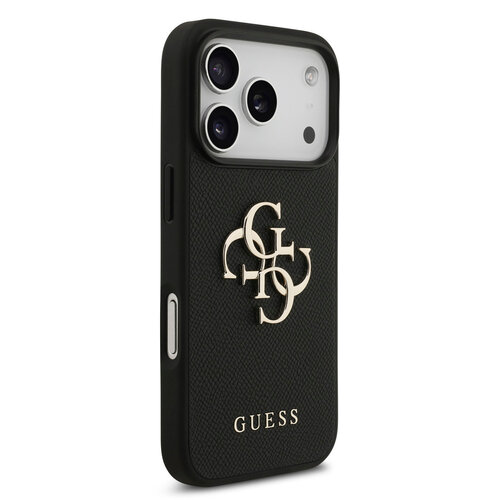 Guess Guess iPhone 17 Pro/iPhone 18 Pro Coque arrière Finition grainée Grand logo 4G - Noir
