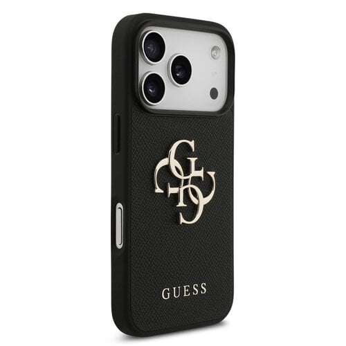 Guess Guess iPhone 17 Pro/iPhone 18 Pro Handyhülle Genarbte Oberfläche Großes 4G-Logo - Schwarz