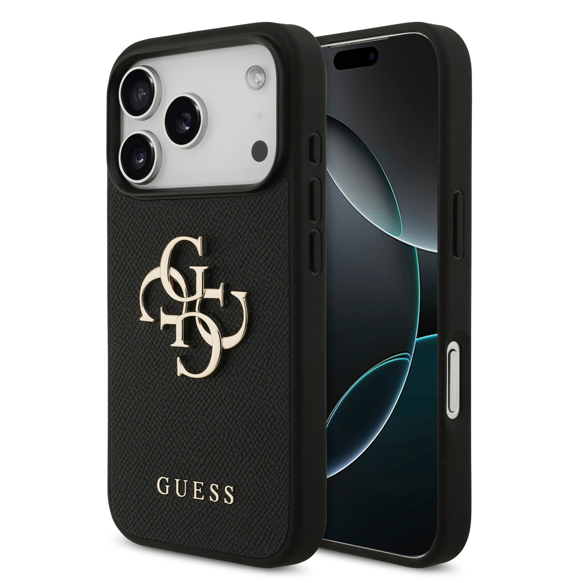 Guess Guess iPhone 17 Pro Backcover hoesje - Grained - Big 4G Logo - Zwart