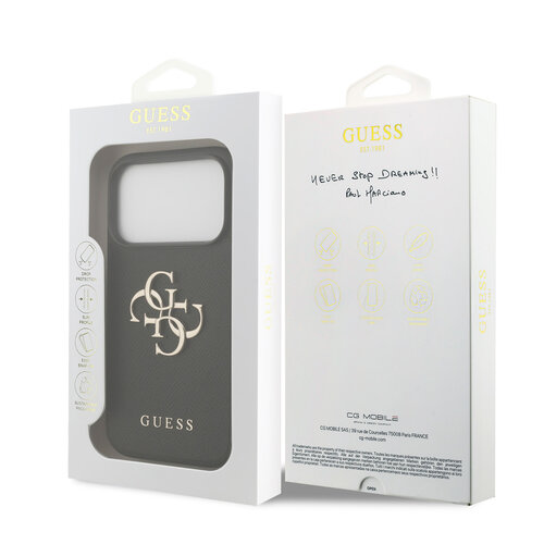 Guess Guess iPhone 17 Pro/iPhone 18 Pro Coque arrière Finition grainée Grand logo 4G - Noir