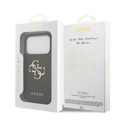 Guess Guess iPhone 17 Pro/iPhone 18 Pro Handyhülle Genarbte Oberfläche Großes 4G-Logo - Schwarz