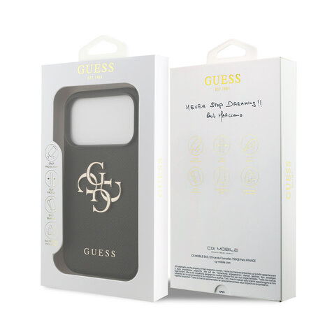 Guess Guess iPhone 17 Pro Back-Cover hul - Grained - Big 4G Logo - Schwarz Guess Guess iPhone 17 Pro Back-Cover hul - Grained - Big 4G Logo - Schwarz