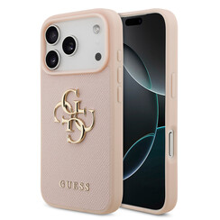 Guess iPhone 17 Pro Back cover case - Grained - Big 4G Logo - Pink