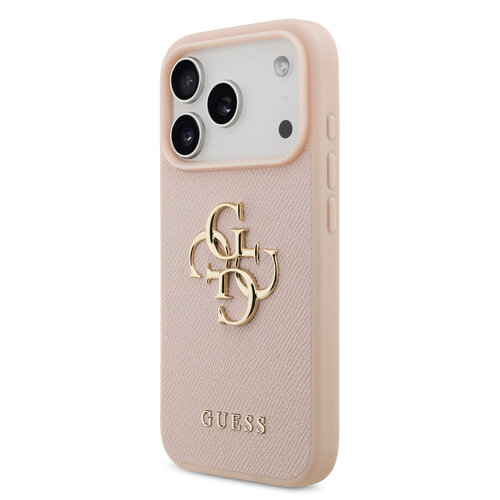 Guess Guess iPhone 17 Pro/iPhone 18 Pro Handyhülle Genarbte Oberfläche Großes 4G-Logo - Rosa