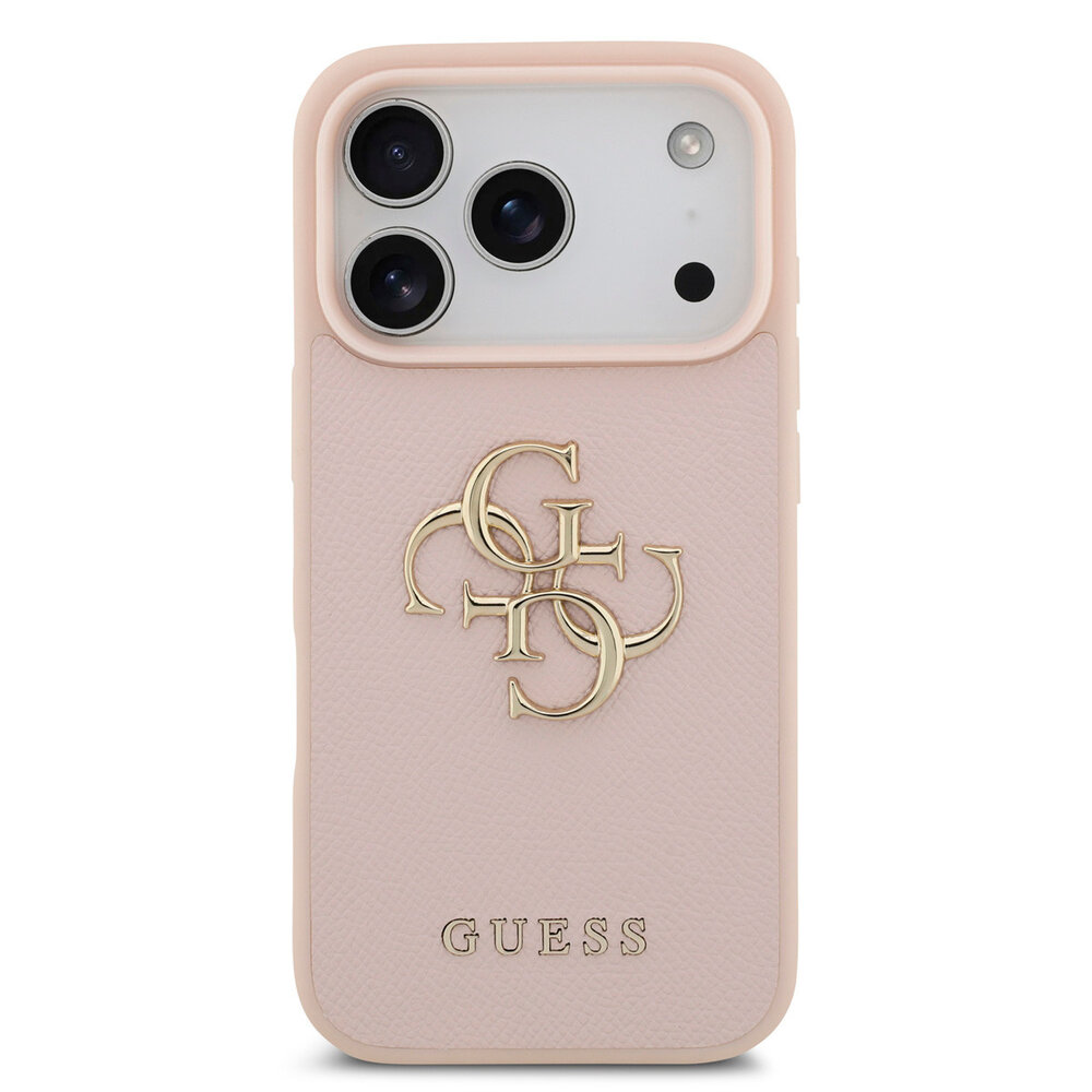 Guess Guess iPhone 17 Pro Backcover hoesje - Grained - Big 4G Logo - Roze Guess Guess iPhone 17 Pro Backcover hoesje - Grained - Big 4G Logo - Roze