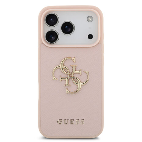Guess Guess iPhone 17 Pro Backcover hoesje - Grained - Big 4G Logo - Roze Guess Guess iPhone 17 Pro Backcover hoesje - Grained - Big 4G Logo - Roze