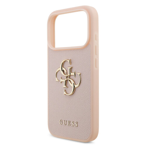 Guess Guess iPhone 17 Pro/iPhone 18 Pro Handyhülle Genarbte Oberfläche Großes 4G-Logo - Rosa