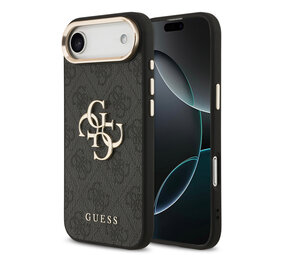 Guess Guess iPhone 17 Air Back-Cover hul - 4G - Big Metal Logo - Gold Edge - Schwarz Guess Guess iPhone 17 Air Back-Cover hul - 4G - Big Metal Logo - Gold Edge - Schwarz