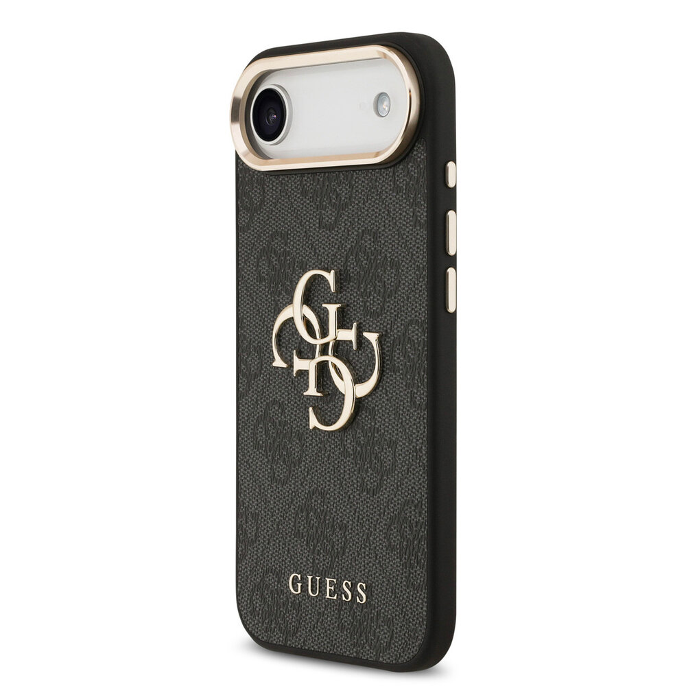 Guess Guess iPhone 17 Air Back-Cover hul - 4G - Big Metal Logo - Gold Edge - Schwarz Guess Guess iPhone 17 Air Back-Cover hul - 4G - Big Metal Logo - Gold Edge - Schwarz