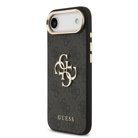 Guess Guess iPhone 17 Air Back cover case - 4G - Big Metal Logo - Gold Edge - Black