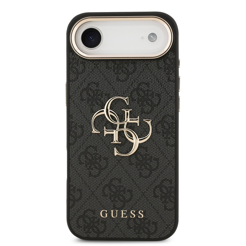 Guess Guess iPhone 17 Air Back cover case - 4G - Big Metal Logo - Gold Edge - Black