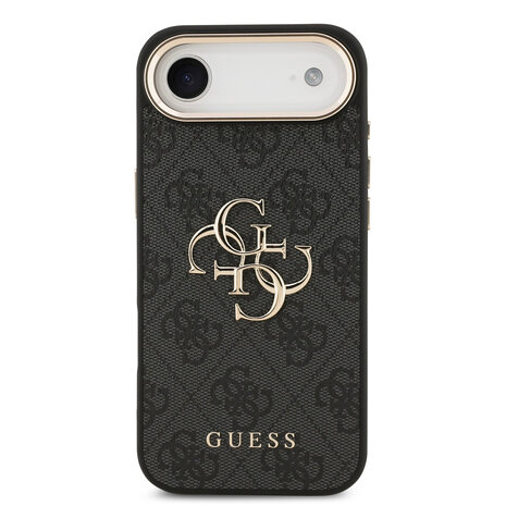 Guess Guess iPhone 17 Air Back-Cover hul - 4G - Big Metal Logo - Gold Edge - Schwarz Guess Guess iPhone 17 Air Back-Cover hul - 4G - Big Metal Logo - Gold Edge - Schwarz