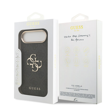 Guess Guess iPhone 17 Air Back cover case - 4G - Big Metal Logo - Gold Edge - Black
