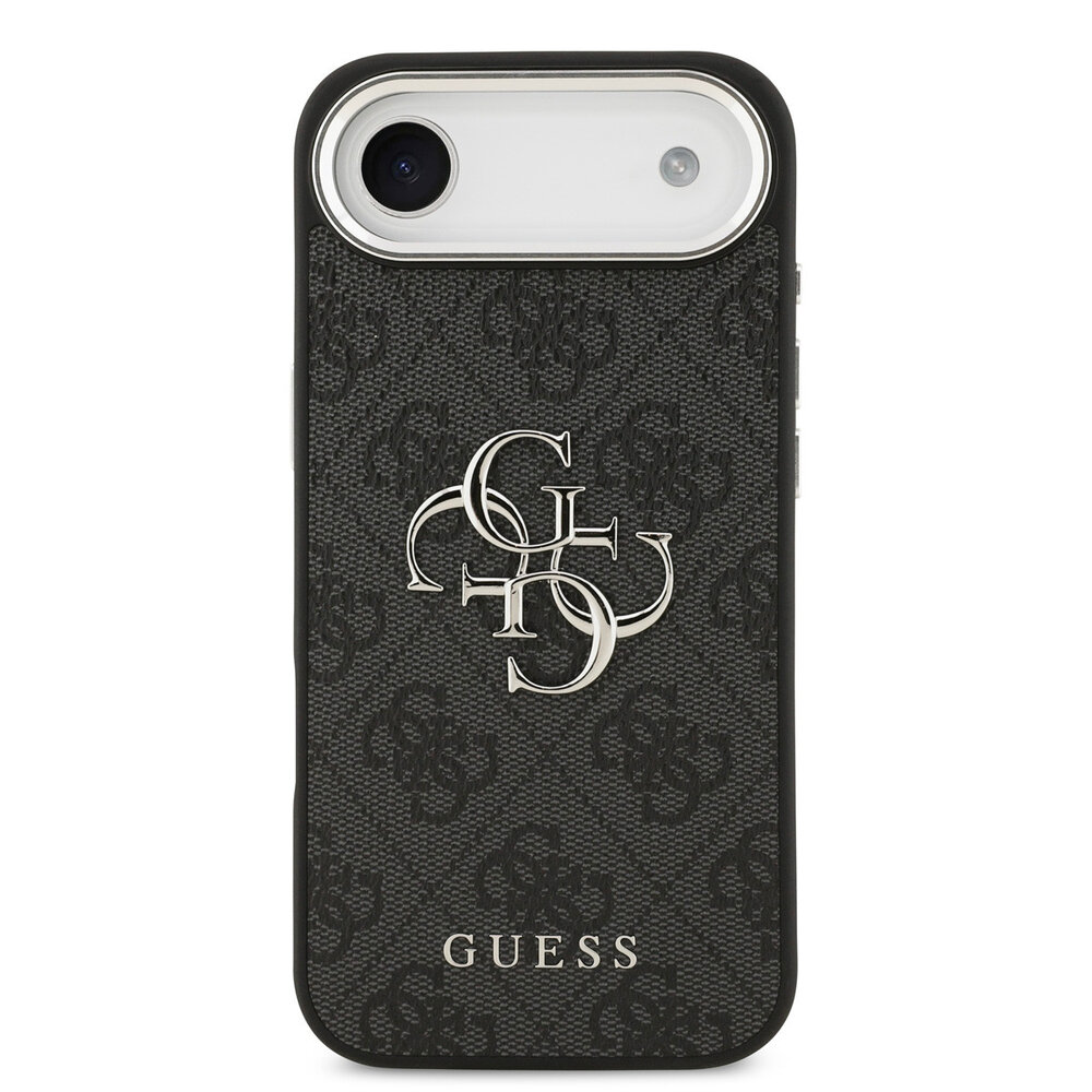 Guess Guess iPhone 17 Air Backcover hoesje - 4G - Big Metal Logo - Silver Edge - Zwart Guess Guess iPhone 17 Air Backcover hoesje - 4G - Big Metal Logo - Silver Edge - Zwart