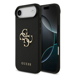 Guess iPhone 17 Air Backcover hoesje - Grained - Big 4G Logo - Zwart
